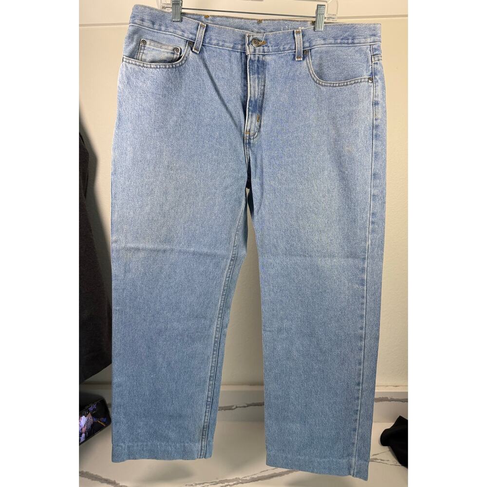 George Men's Light Wash Jeans Workwear HEMMED 38x28‎